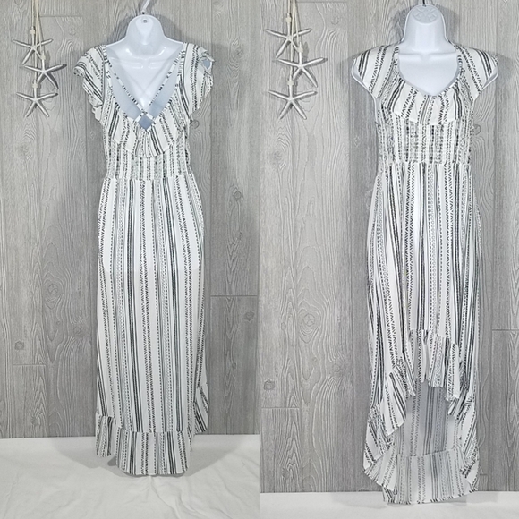 NWT Almost Famous Dress Large Black White Ruffled High Low - Picture 8 of 8